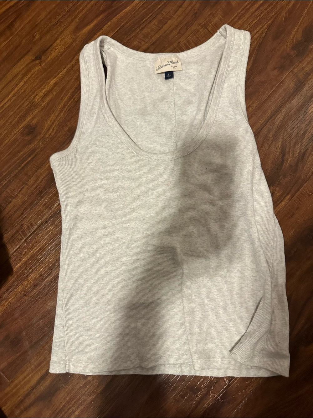 Universal Thread Light Gray Ribbed Scoop Neck Tank - Picture 3 of 4